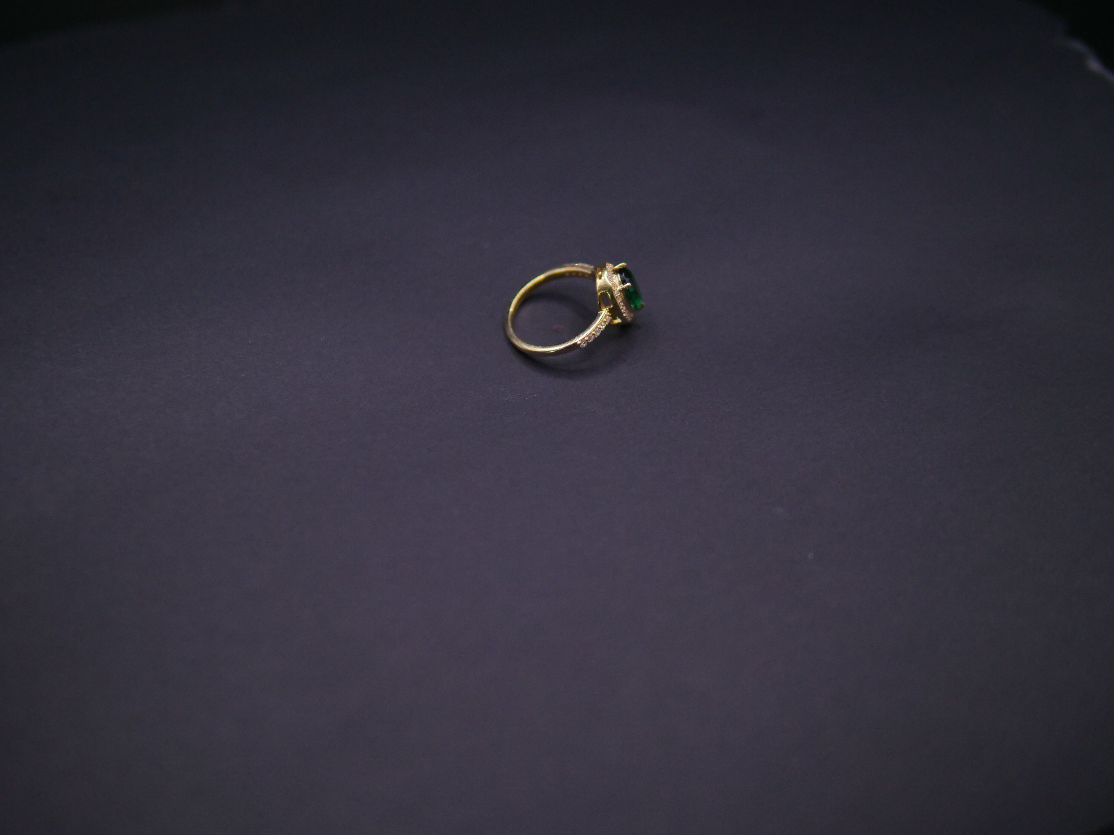 Emerald Halo Diamond Accent Ring In Yellow Gold
