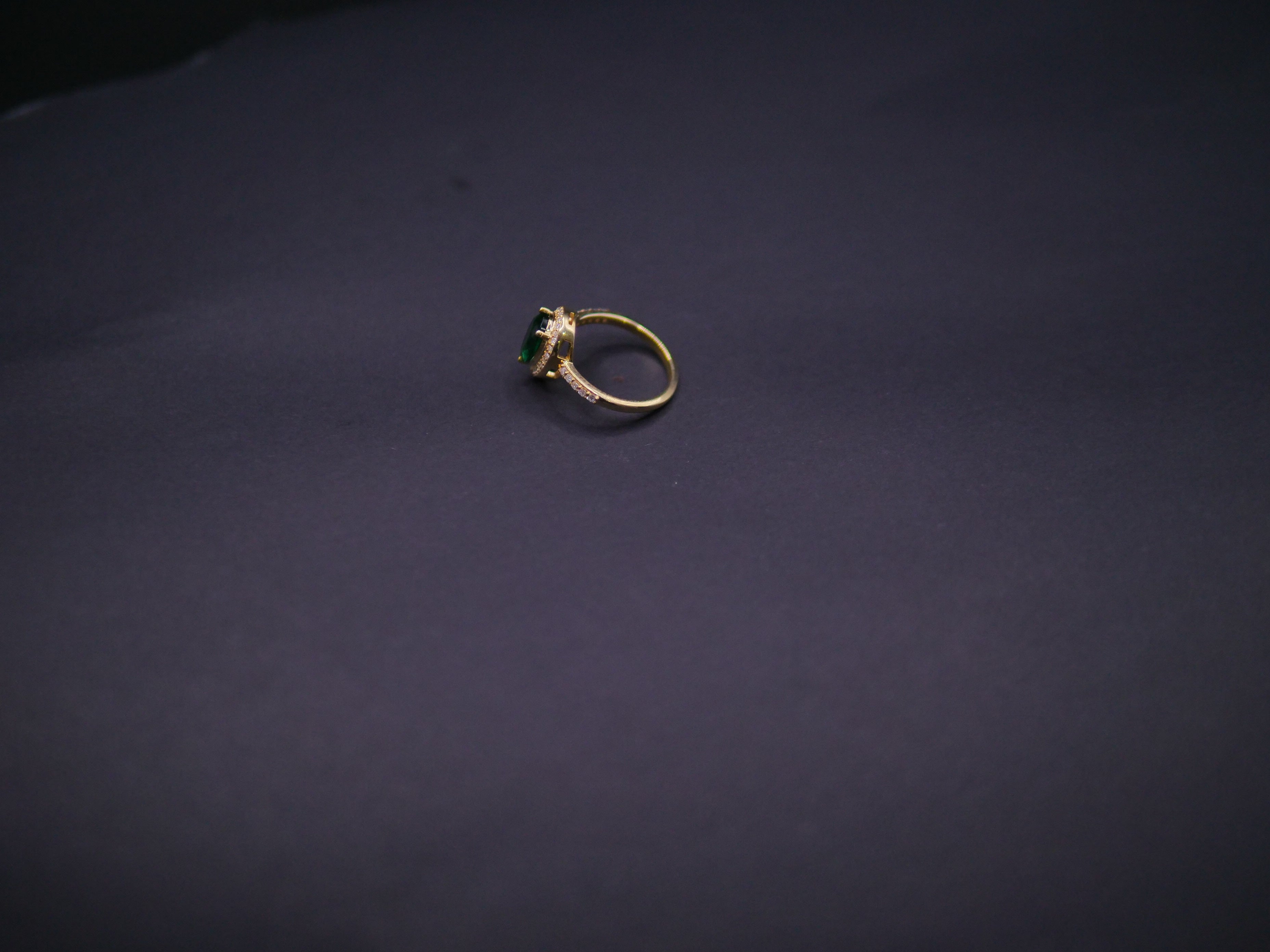 Emerald Halo Diamond Accent Ring In Yellow Gold