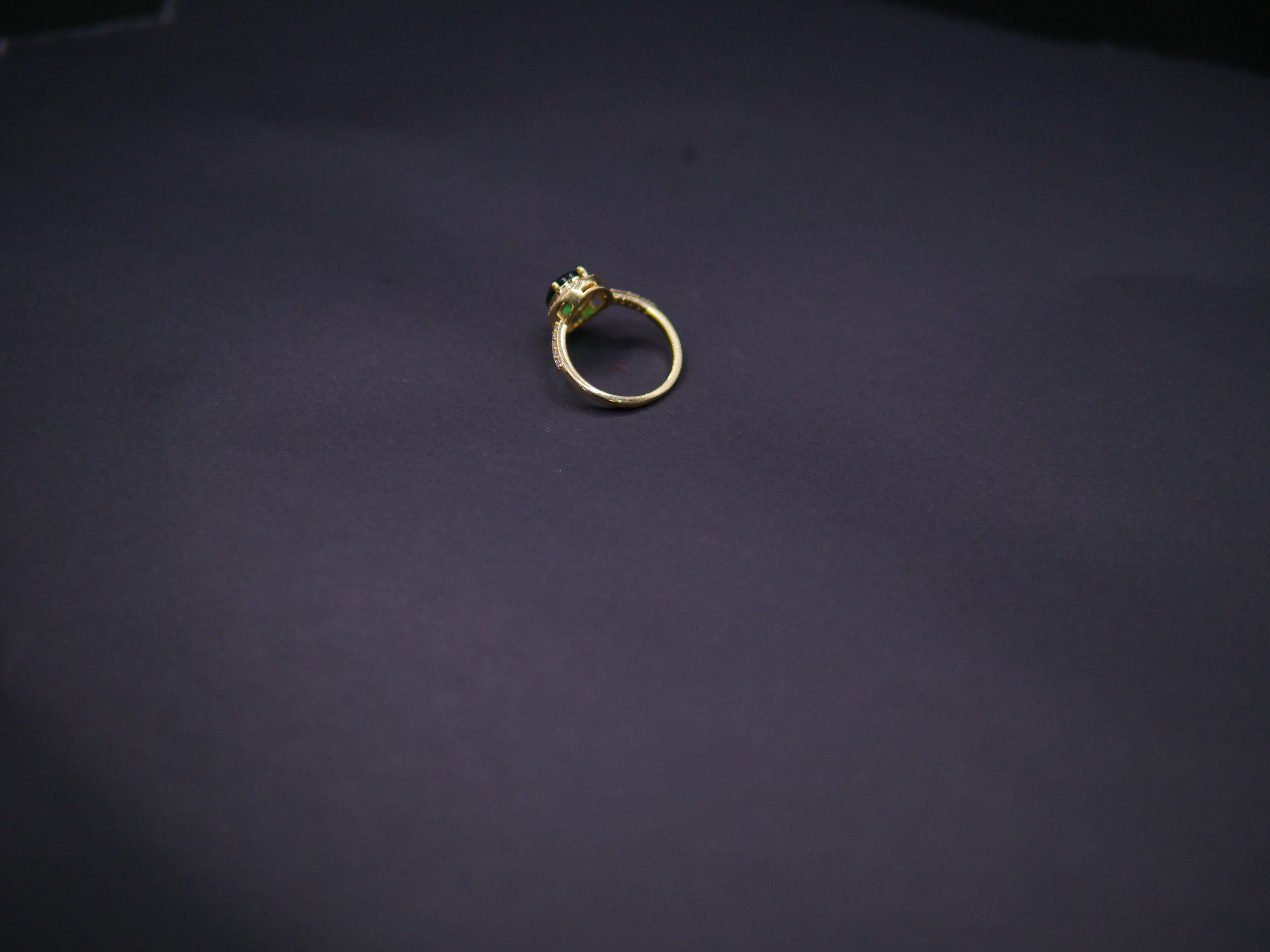 Emerald Halo Diamond Accent Ring In Yellow Gold