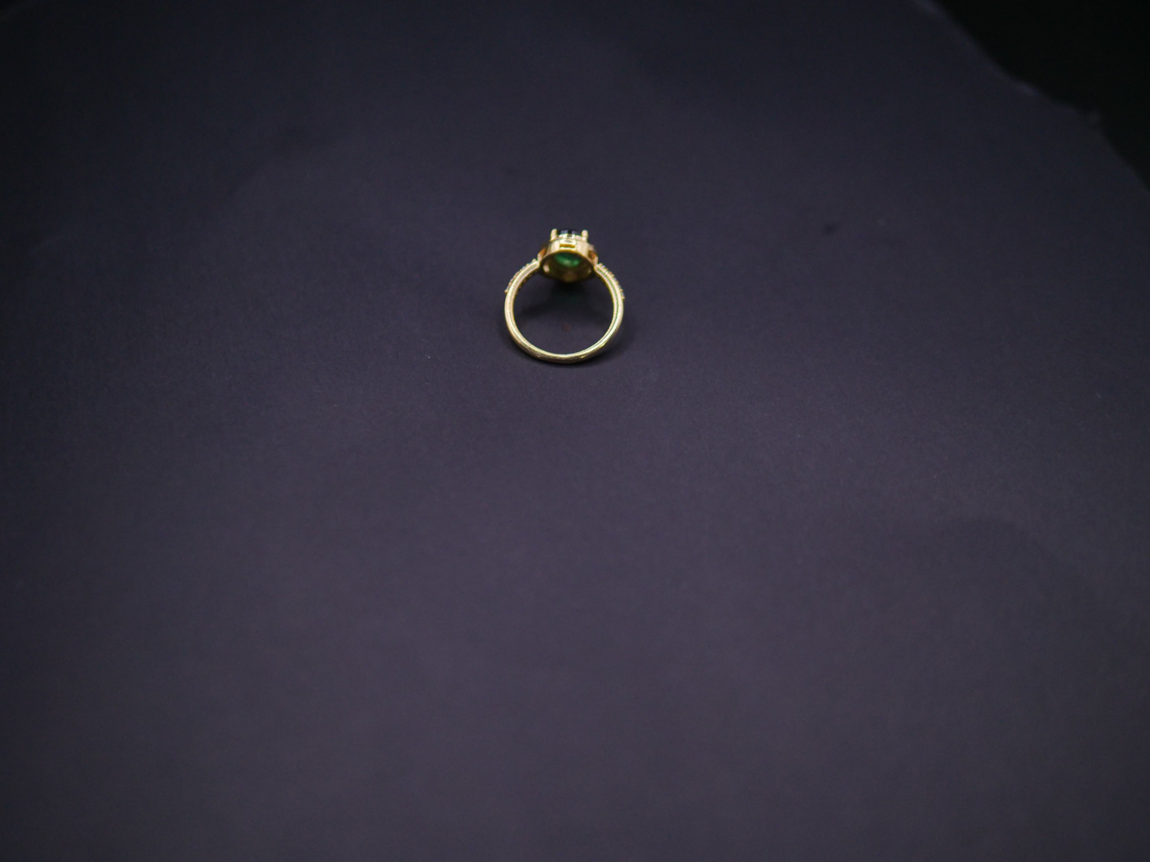 Emerald Halo Diamond Accent Ring In Yellow Gold