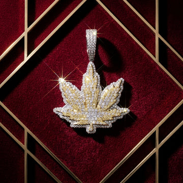 Iced Out Maple Leaf Pendant – Imperial Moissanite Pendant in Silver