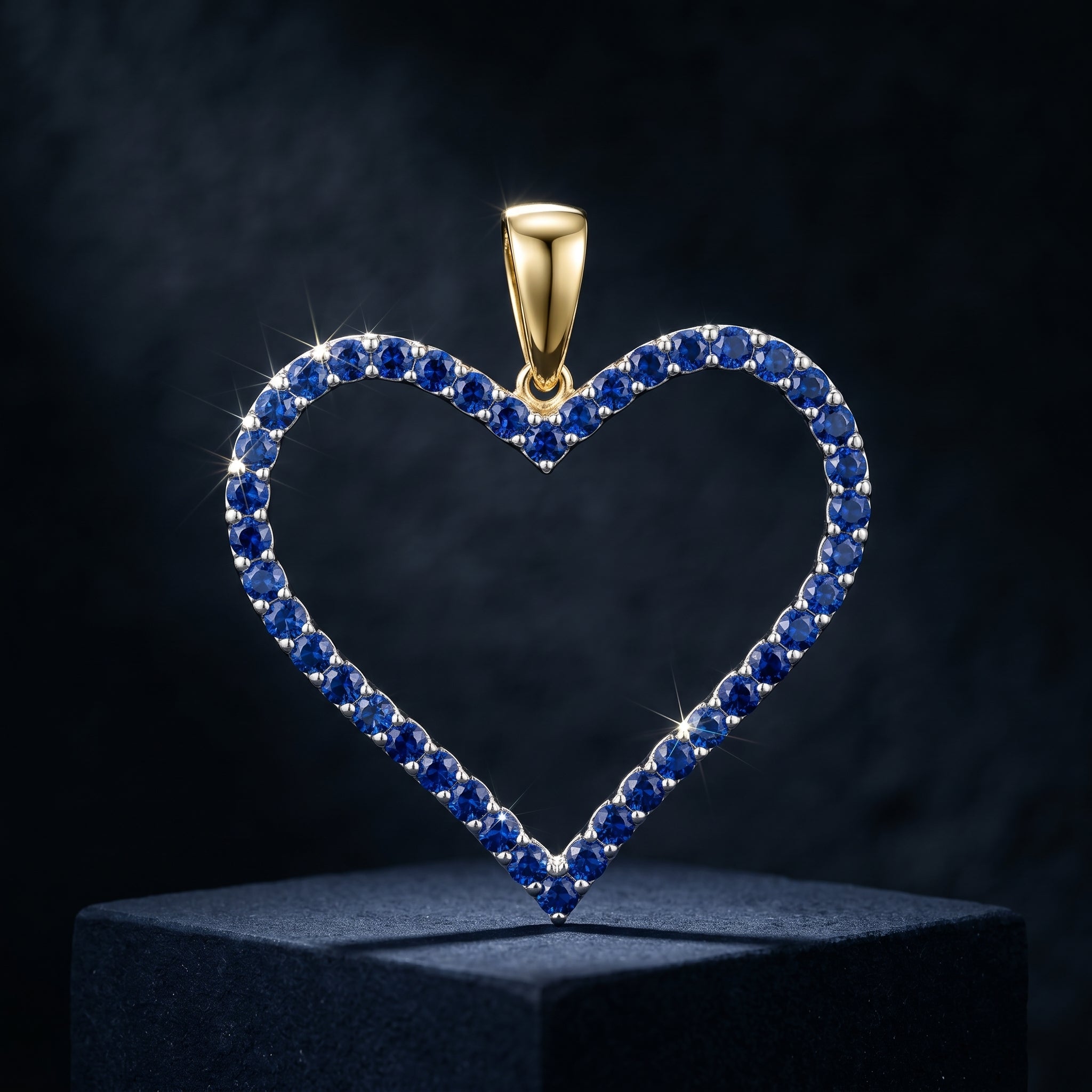 Sapphire Aura Open Heart Pendant