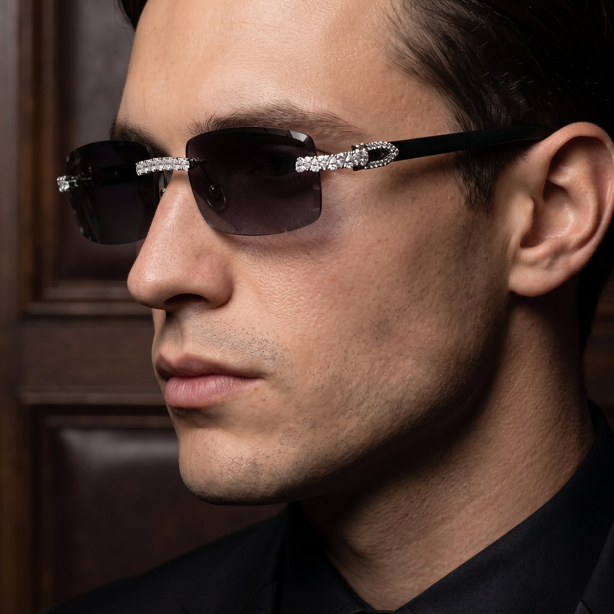 The VVS Sovereign Rimless Sunglasses in Iced Moissanite