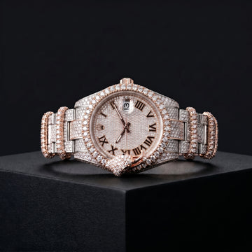 The Serpent Flooded Date Timepiece — Full VVS Moissanite Edition