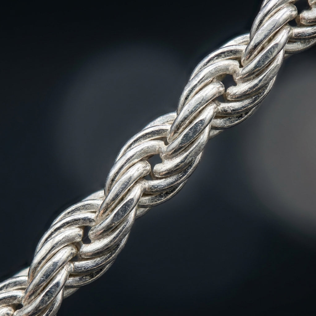 Diamond-Cut 925 Silver Rope Chain with Gold Coating