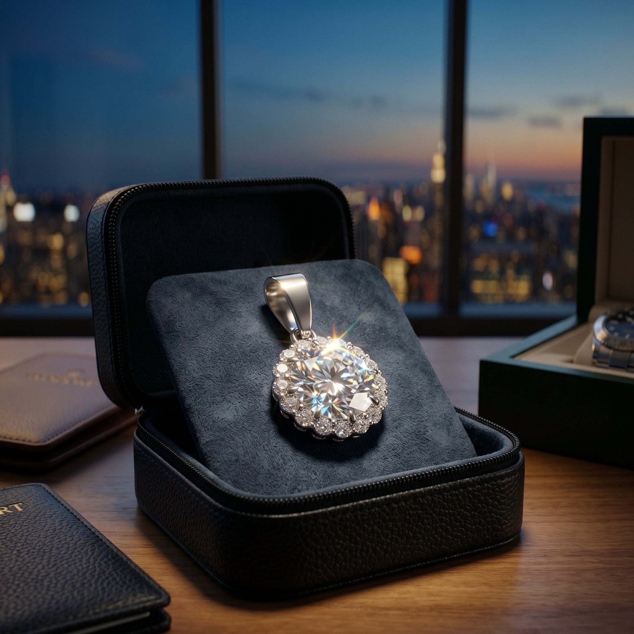 Lumière Royale Moissanite Halo Pendant