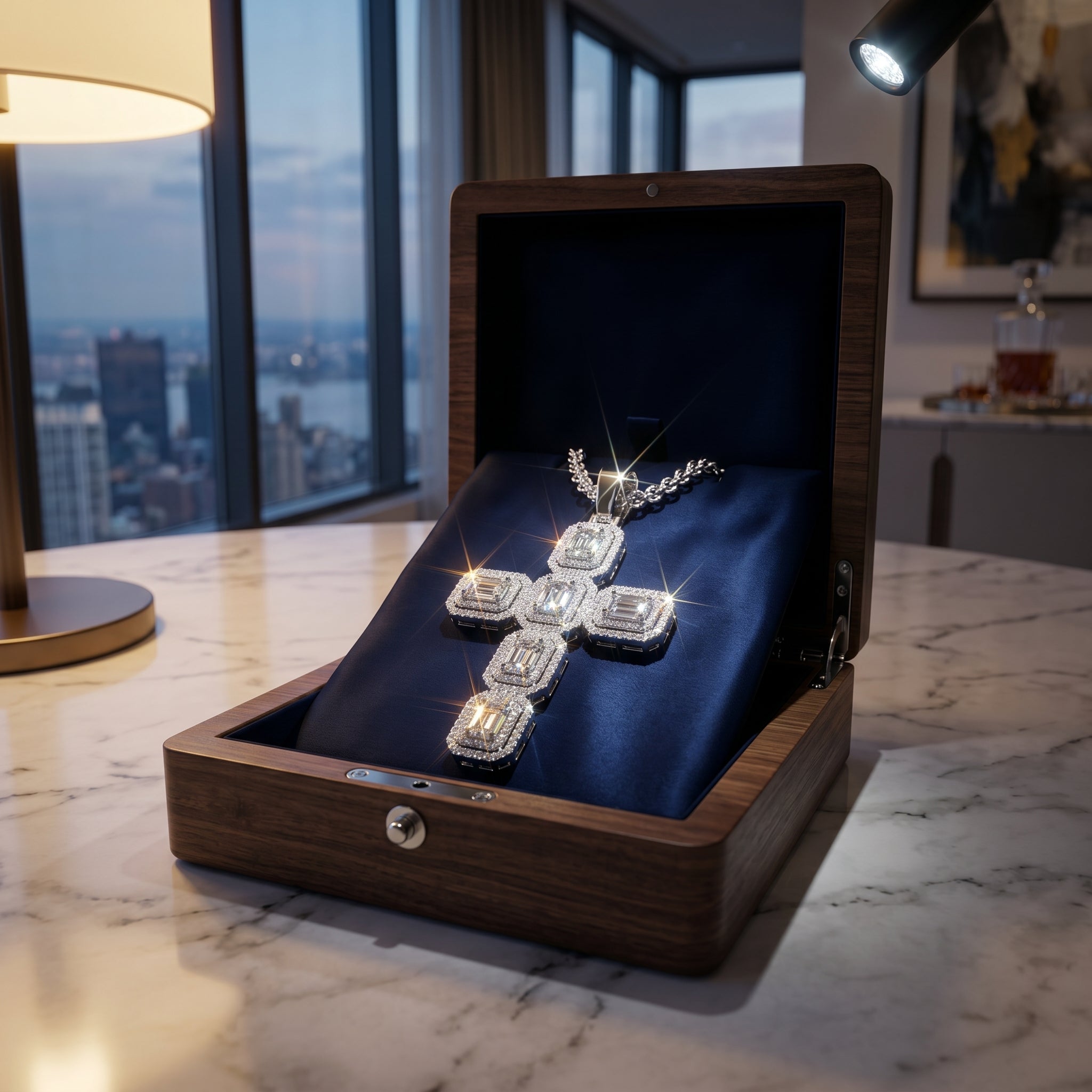 Echelon Halo Moissanite Cross Pendant