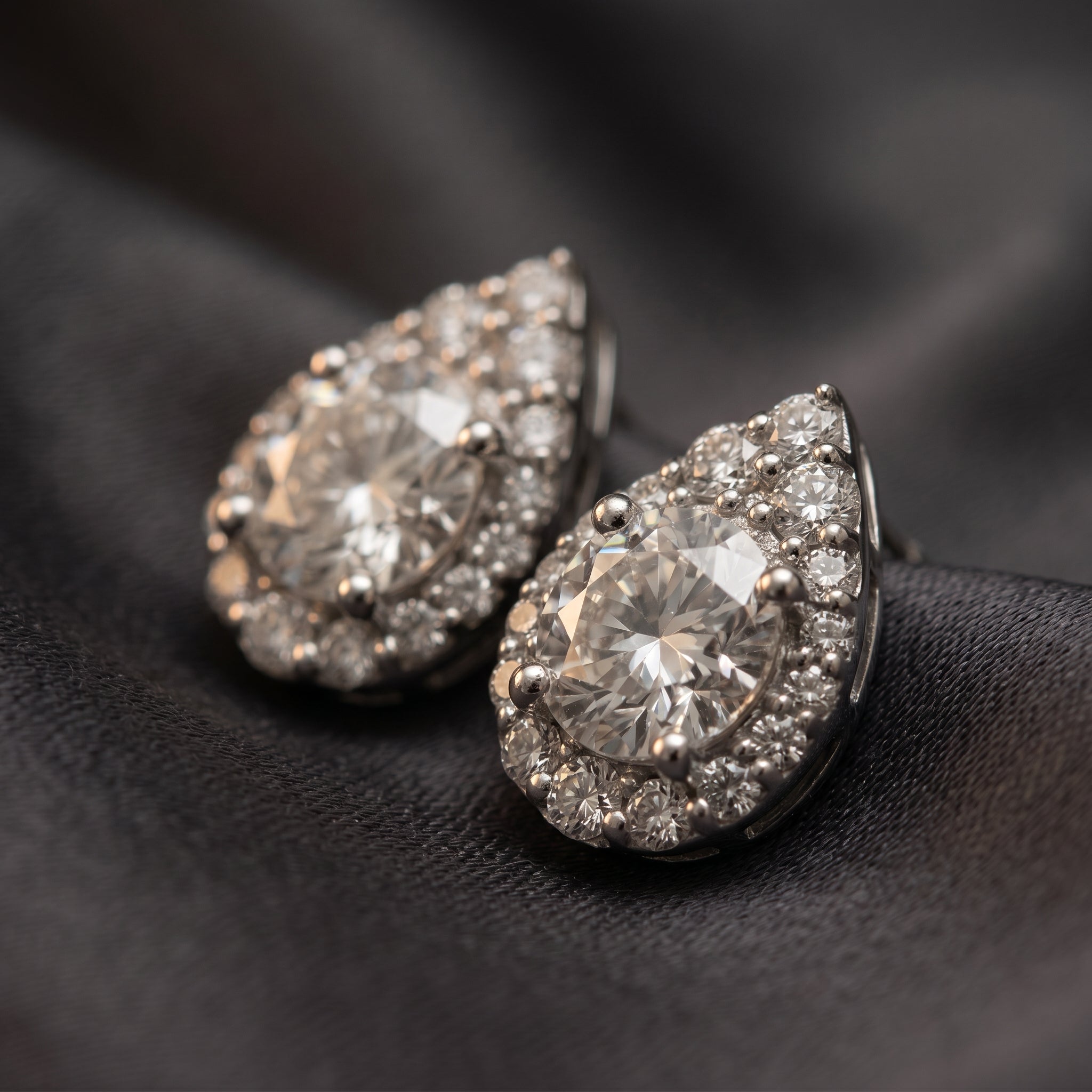 Celestia Halo Pear Drop Earrings