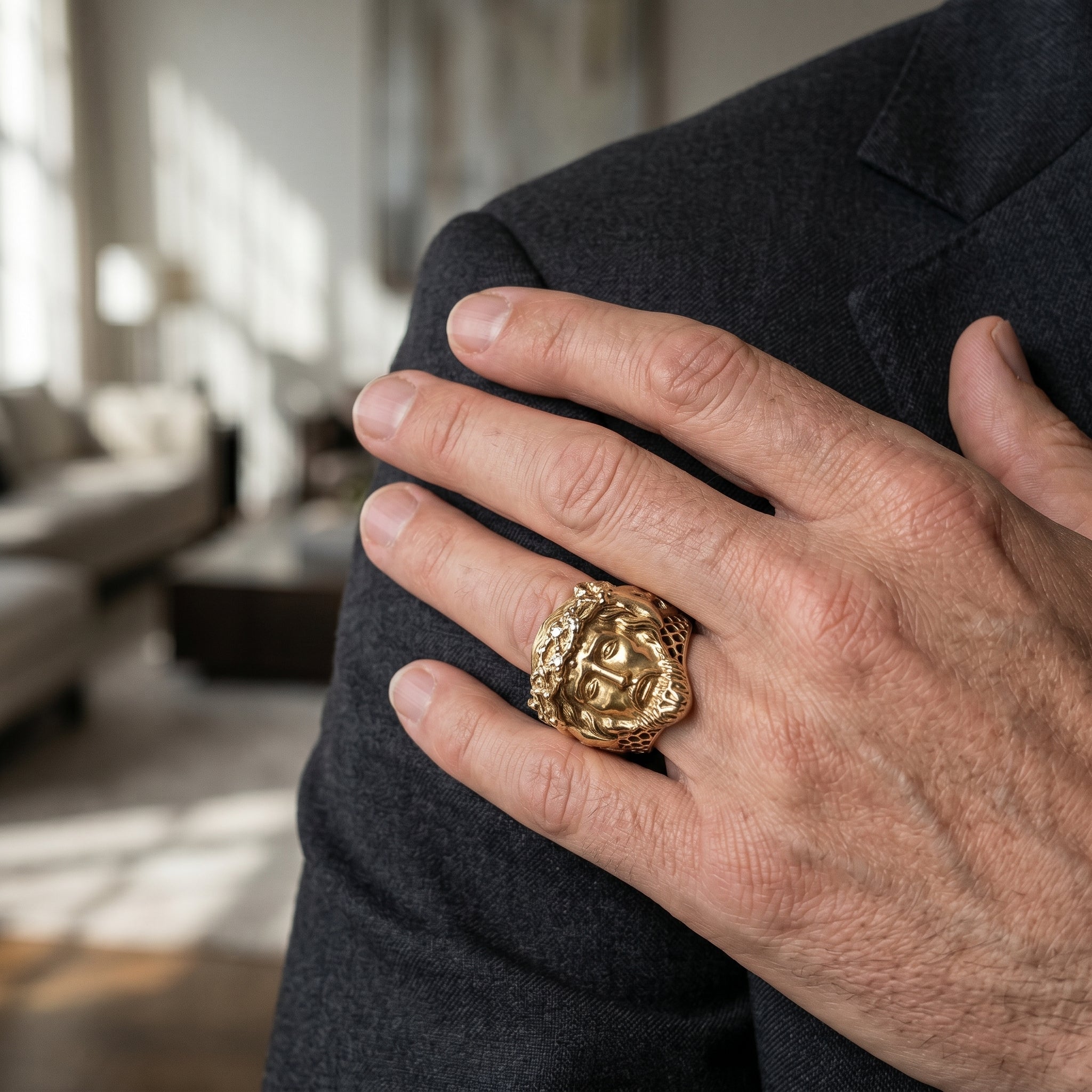 The Legacy Christ Sculpted Signet Ring