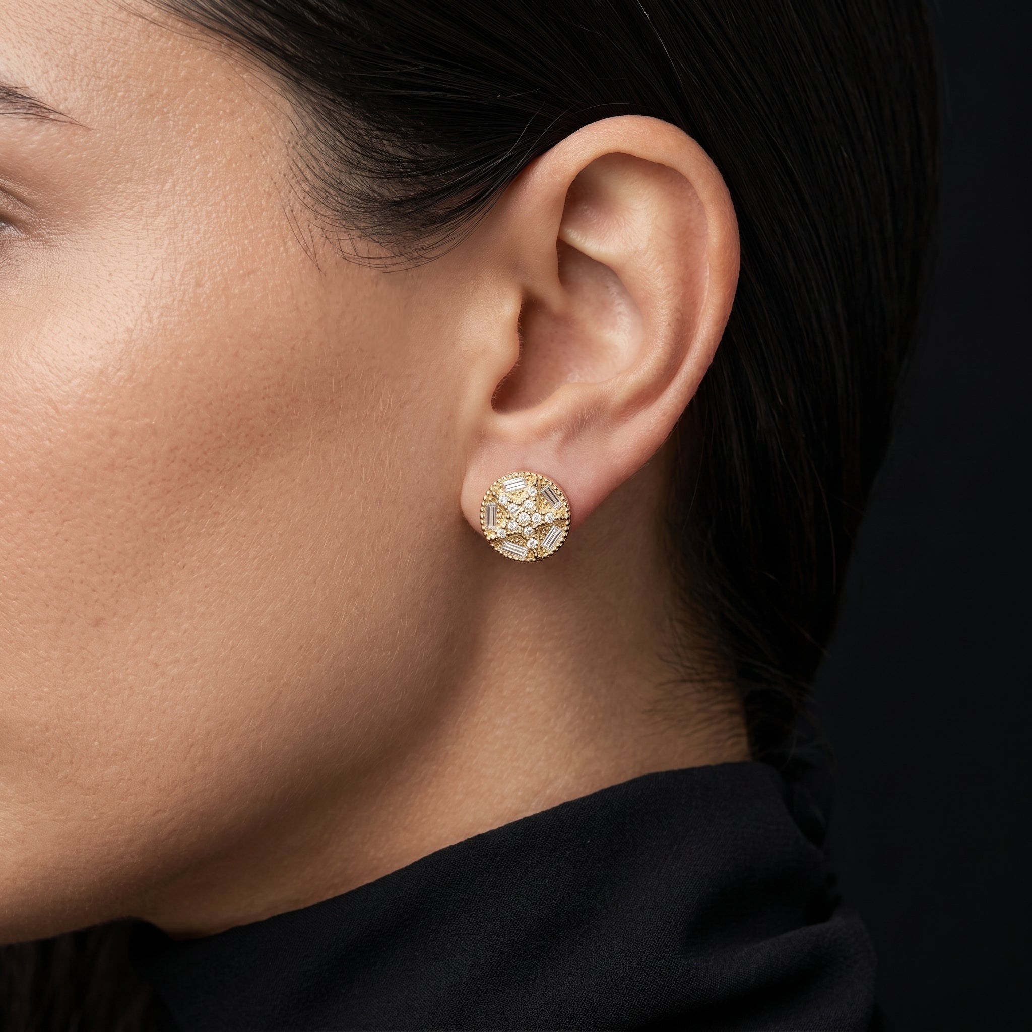 The Celestia Medallion Stud Earrings