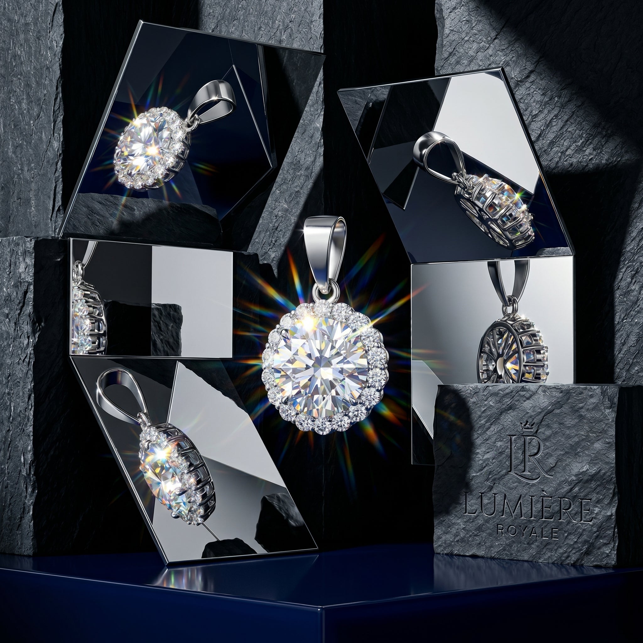 Lumière Royale Moissanite Halo Pendant