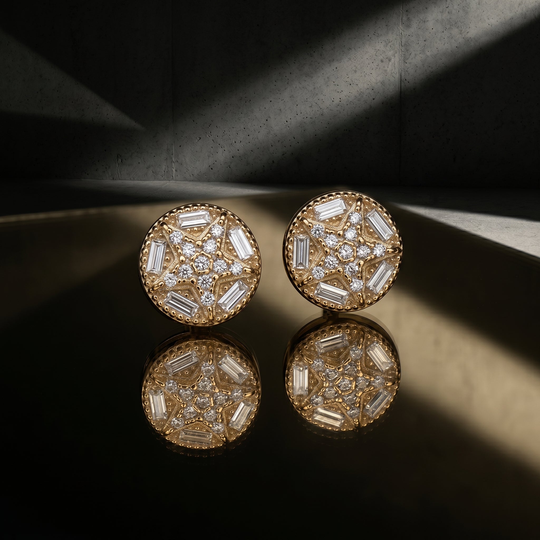 The Celestia Medallion Stud Earrings