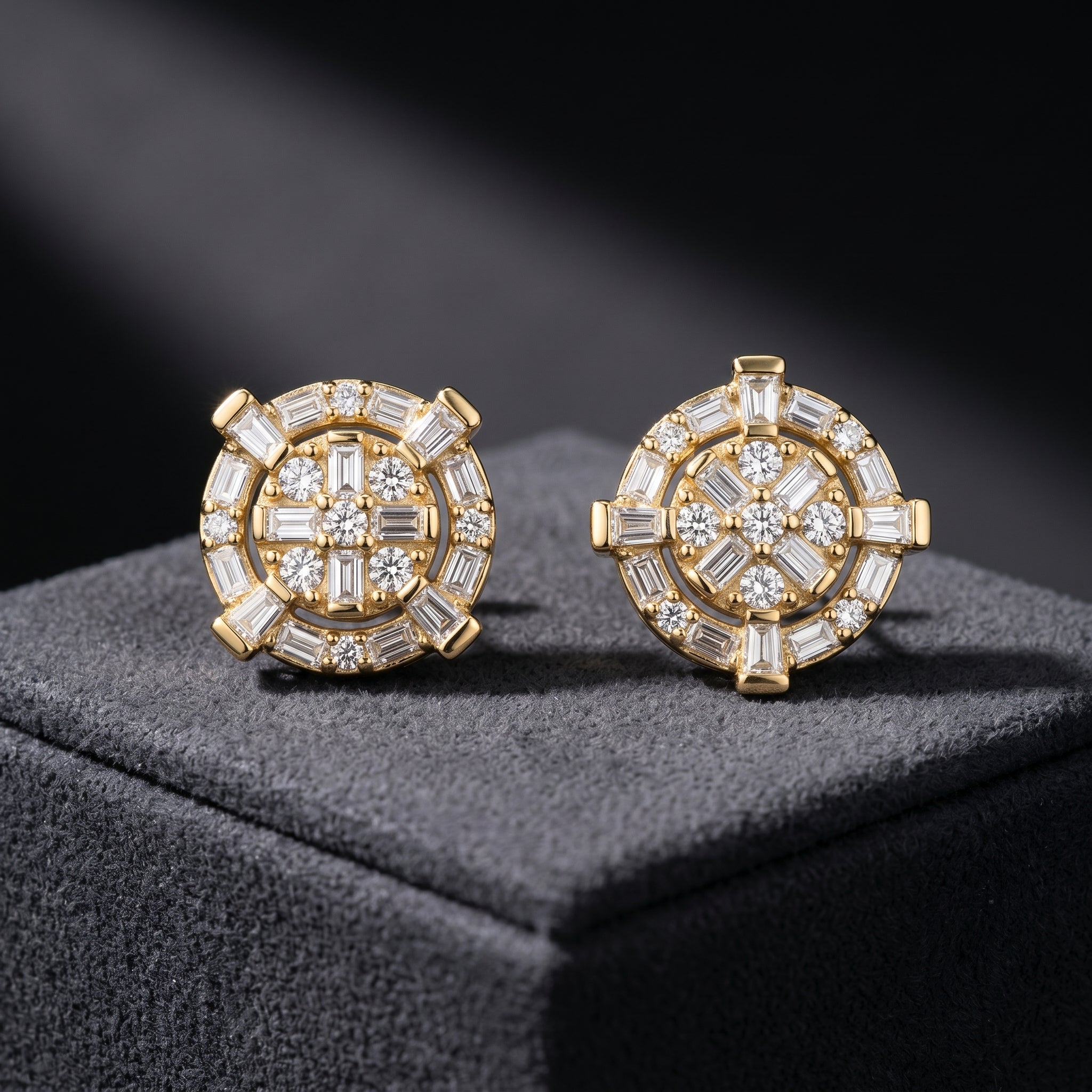 Aurelia Halo Diamond Medallion Stud Earrings