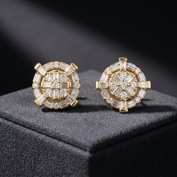 Aurelia Halo Diamond Medallion Stud Earrings