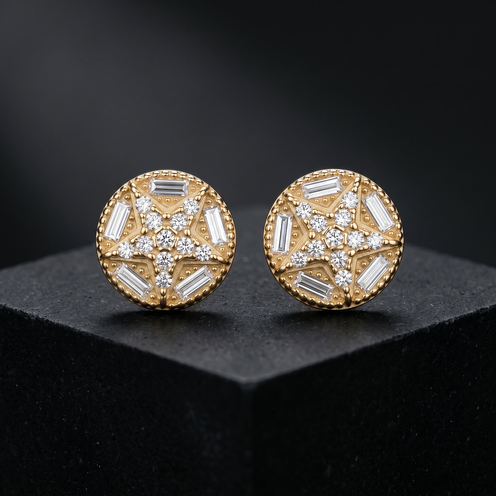 The Celestia Medallion Stud Earrings