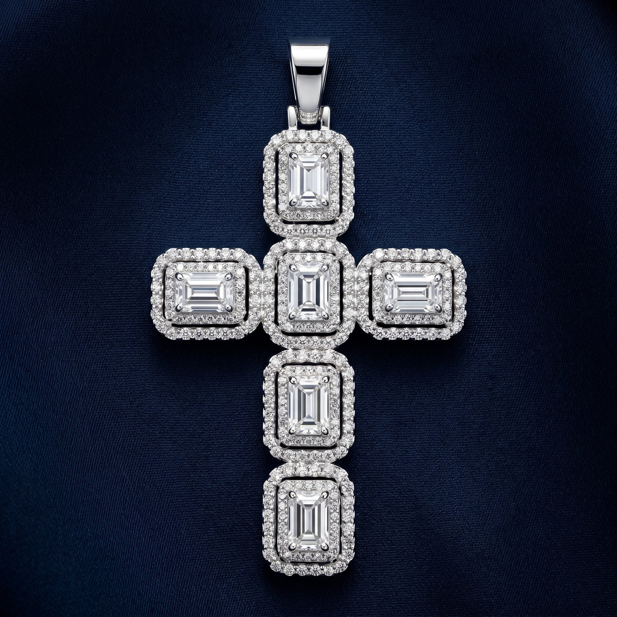 Echelon Halo Moissanite Cross Pendant