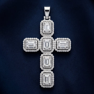 Echelon Halo Moissanite Cross Pendant