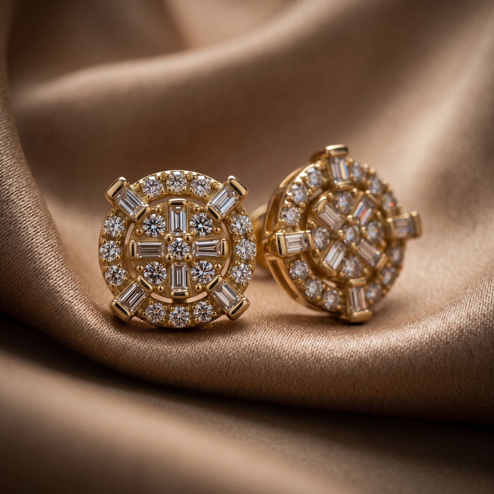 Aurelia Halo Diamond Medallion Stud Earrings