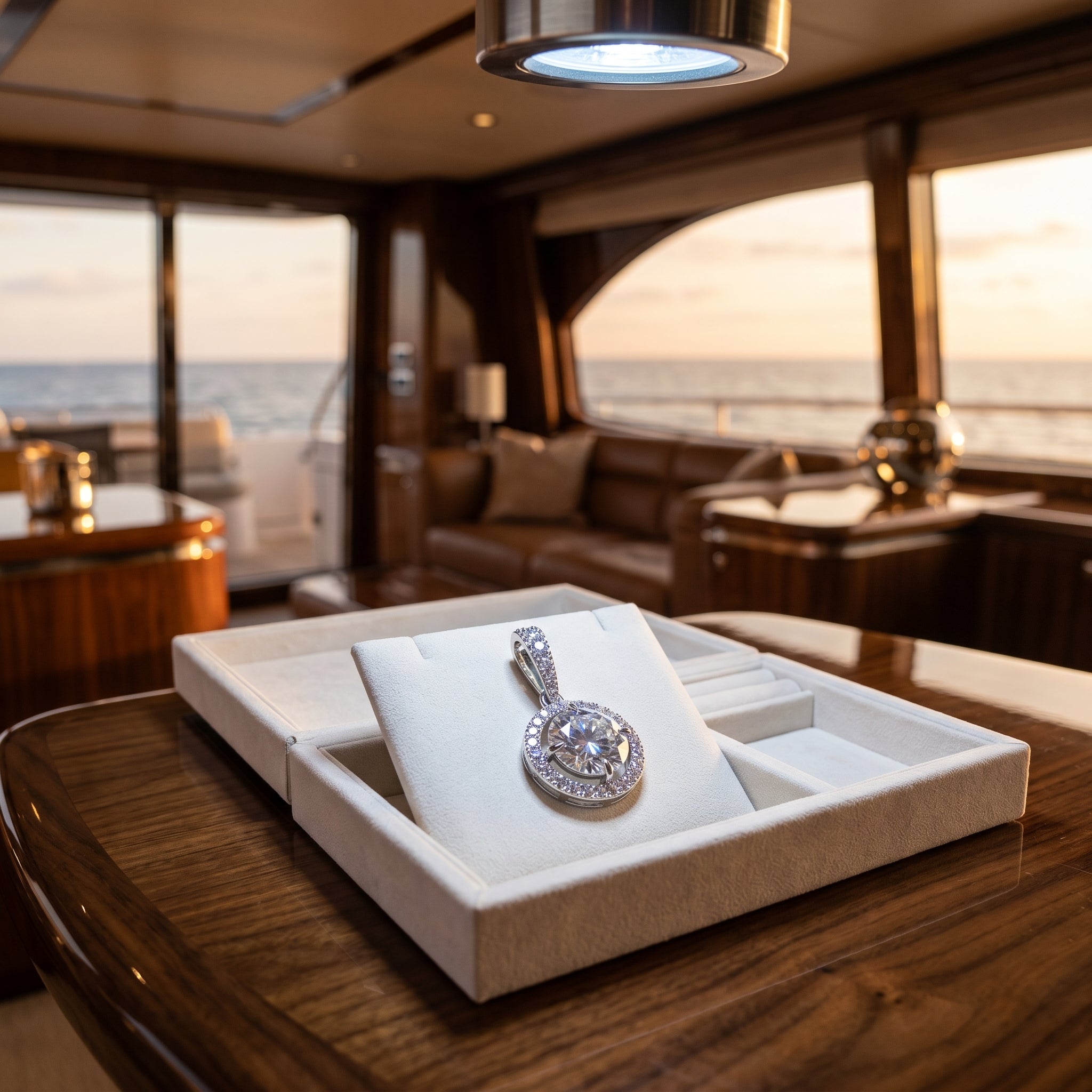 Aurielle Grand Halo Moissanite Pendant