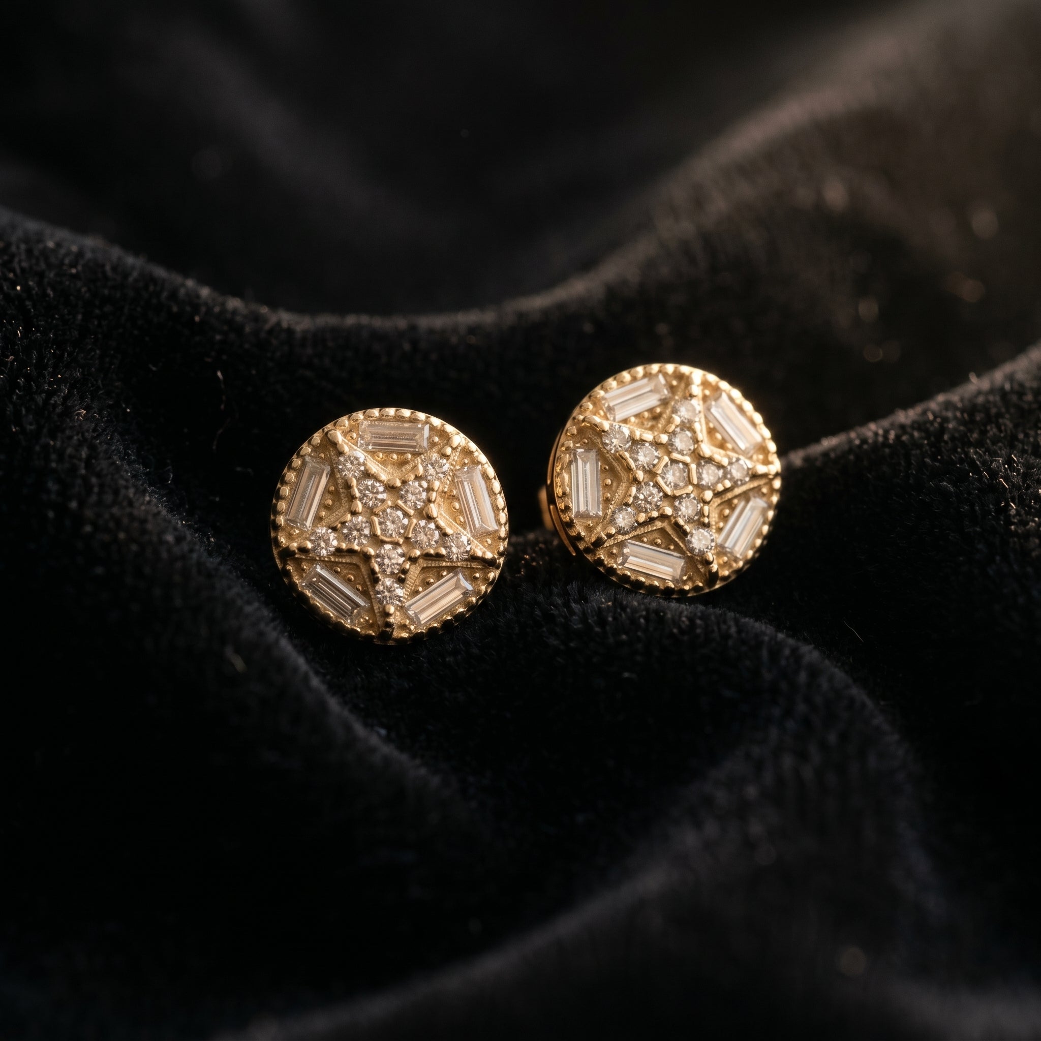 The Celestia Medallion Stud Earrings
