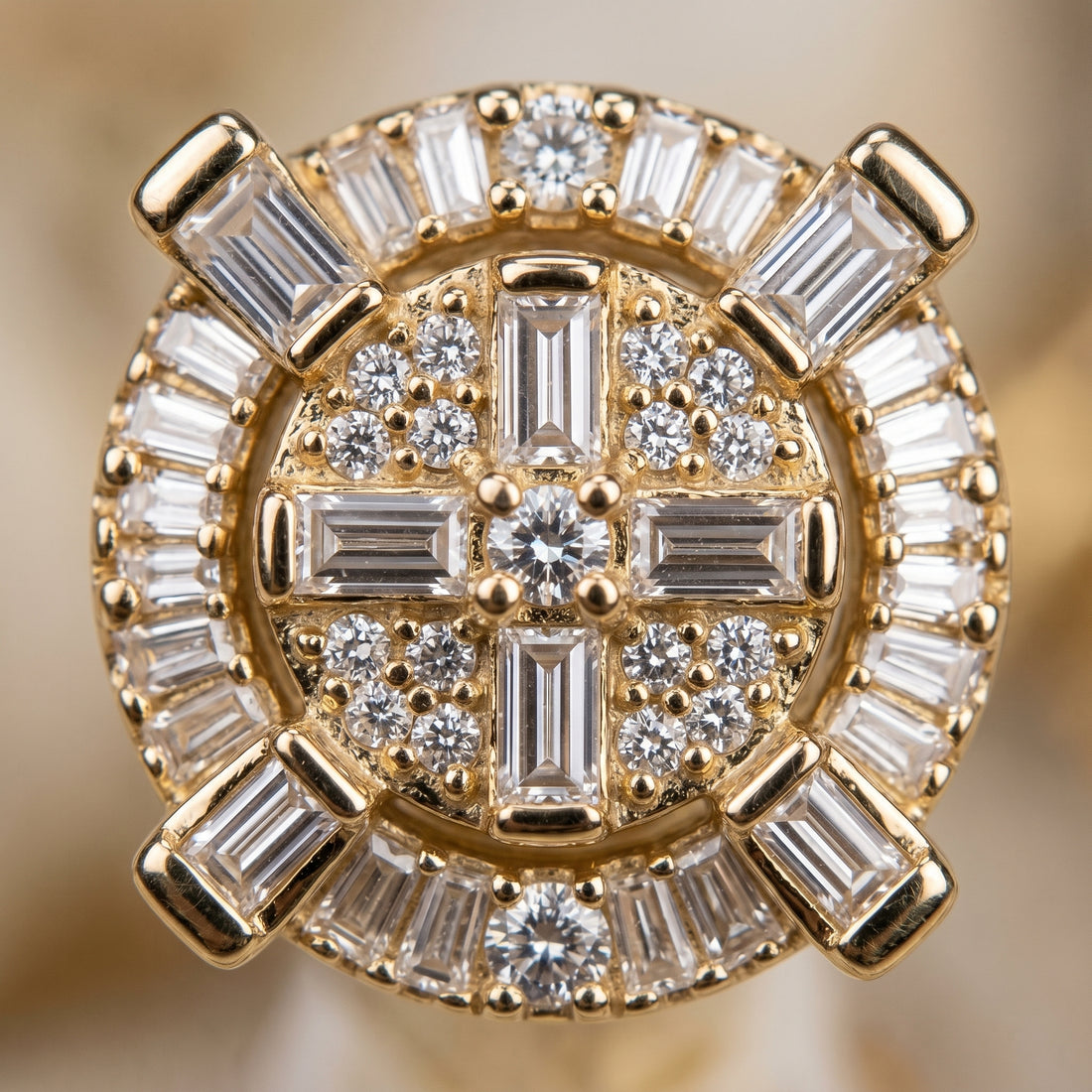 Aurelia Halo Diamond Medallion Stud Earrings