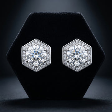 Aurielle Hexa Halo Stud Earrings
