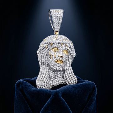 Crowned Devotion Iced Silver Portrait Pendant