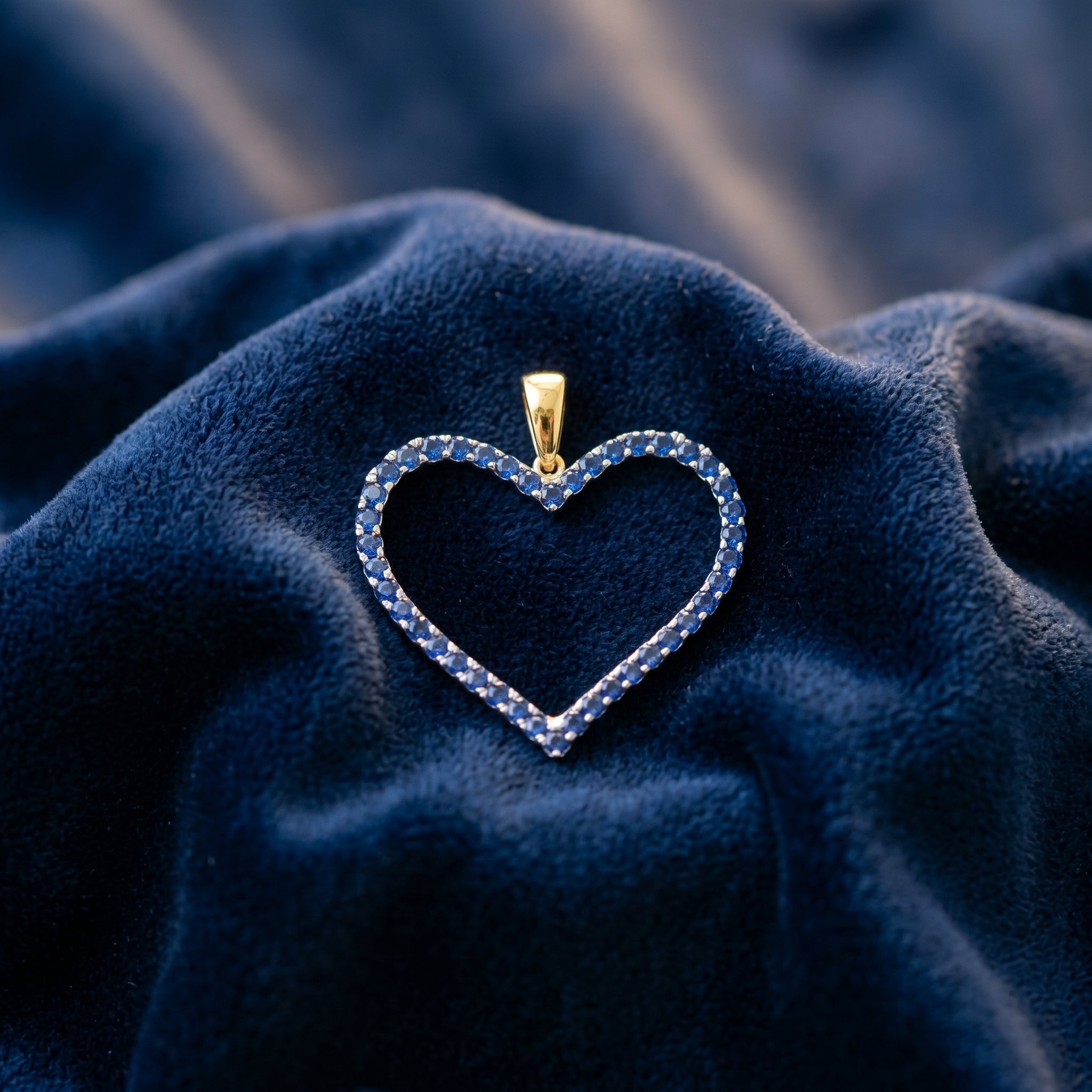 Sapphire Aura Open Heart Pendant
