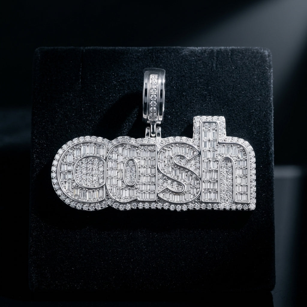 Custom Iced Name Moissanite Pendant