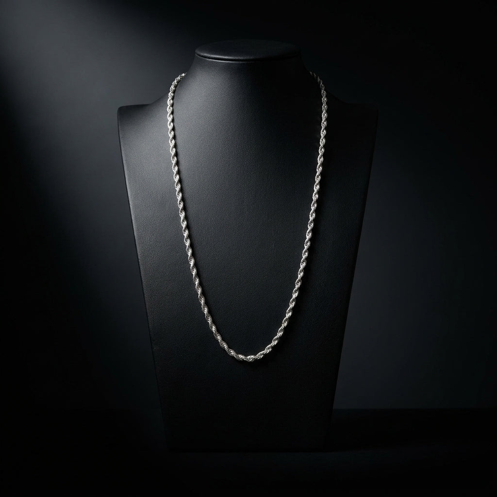 Diamond-Cut 925 Silver Rope Chain with Gold Coating