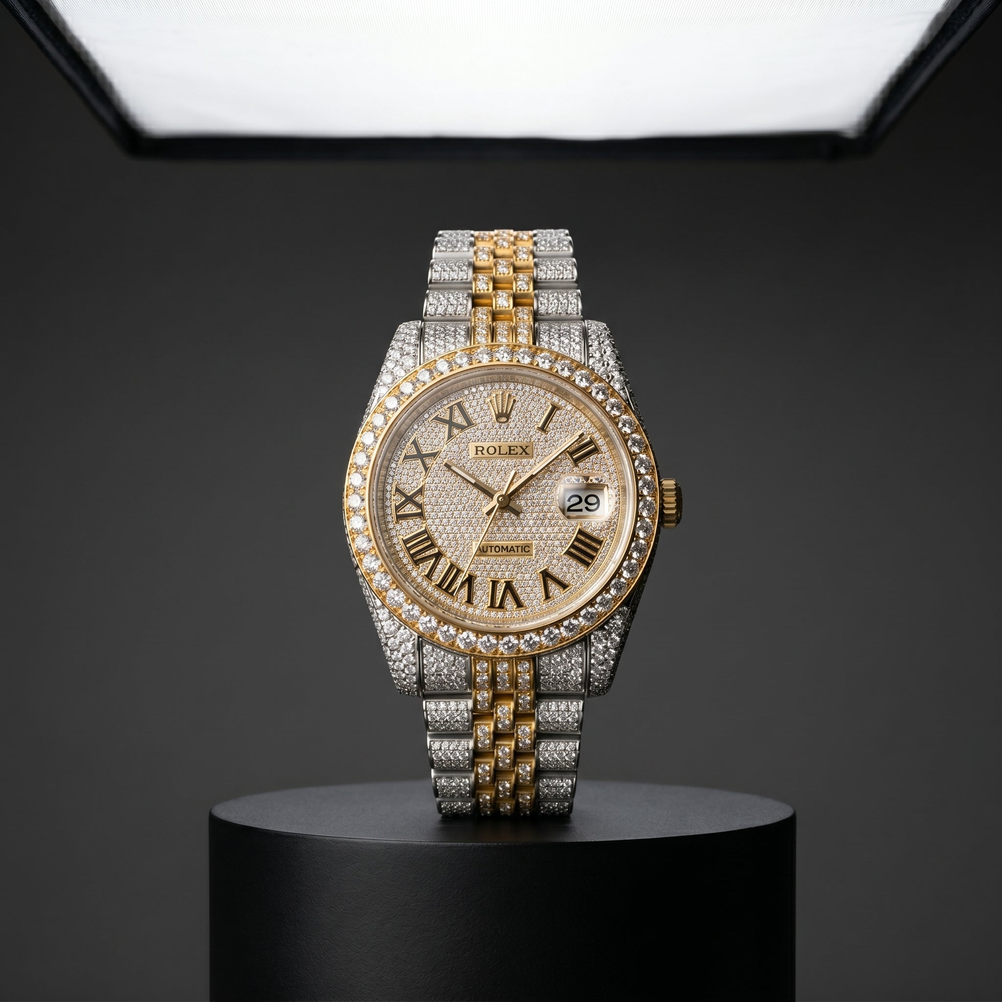 The Sovereign Datejust Chronometer in Two-Tone Full Pavé Moissanite