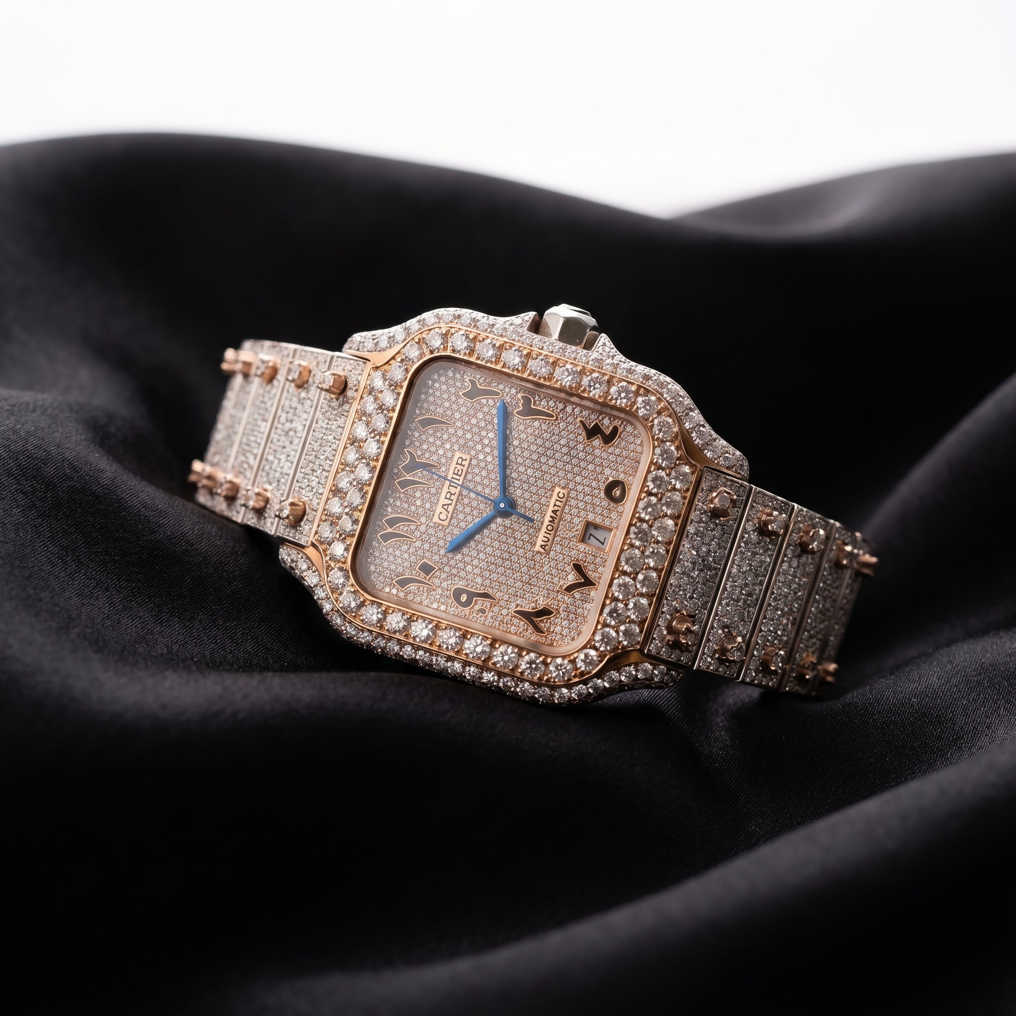 The Sovereign Santos Fully Flooded Timepiece — Rose Gold & Eastern Arabic Dial Edition