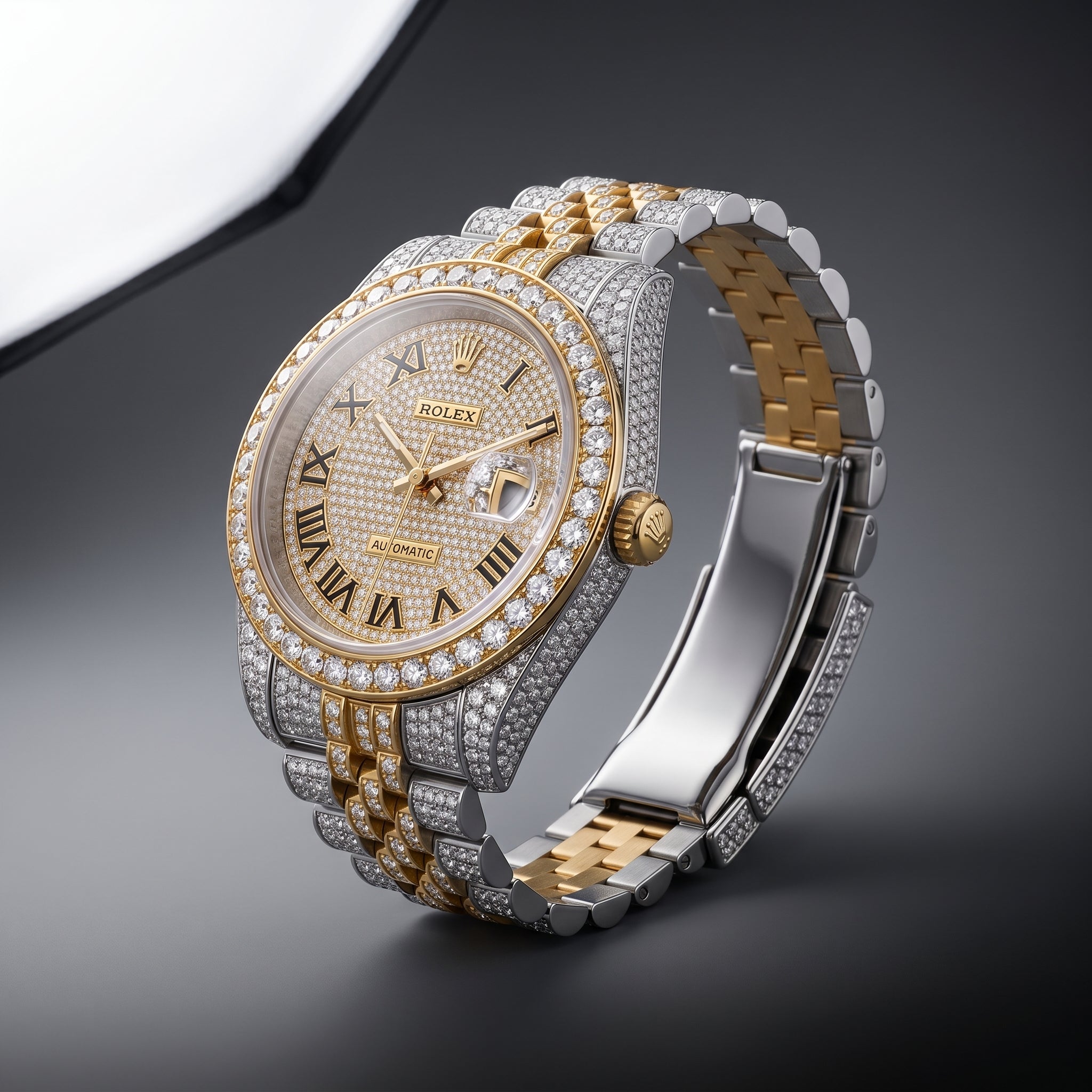 The Sovereign Datejust Chronometer in Two-Tone Full Pavé Moissanite
