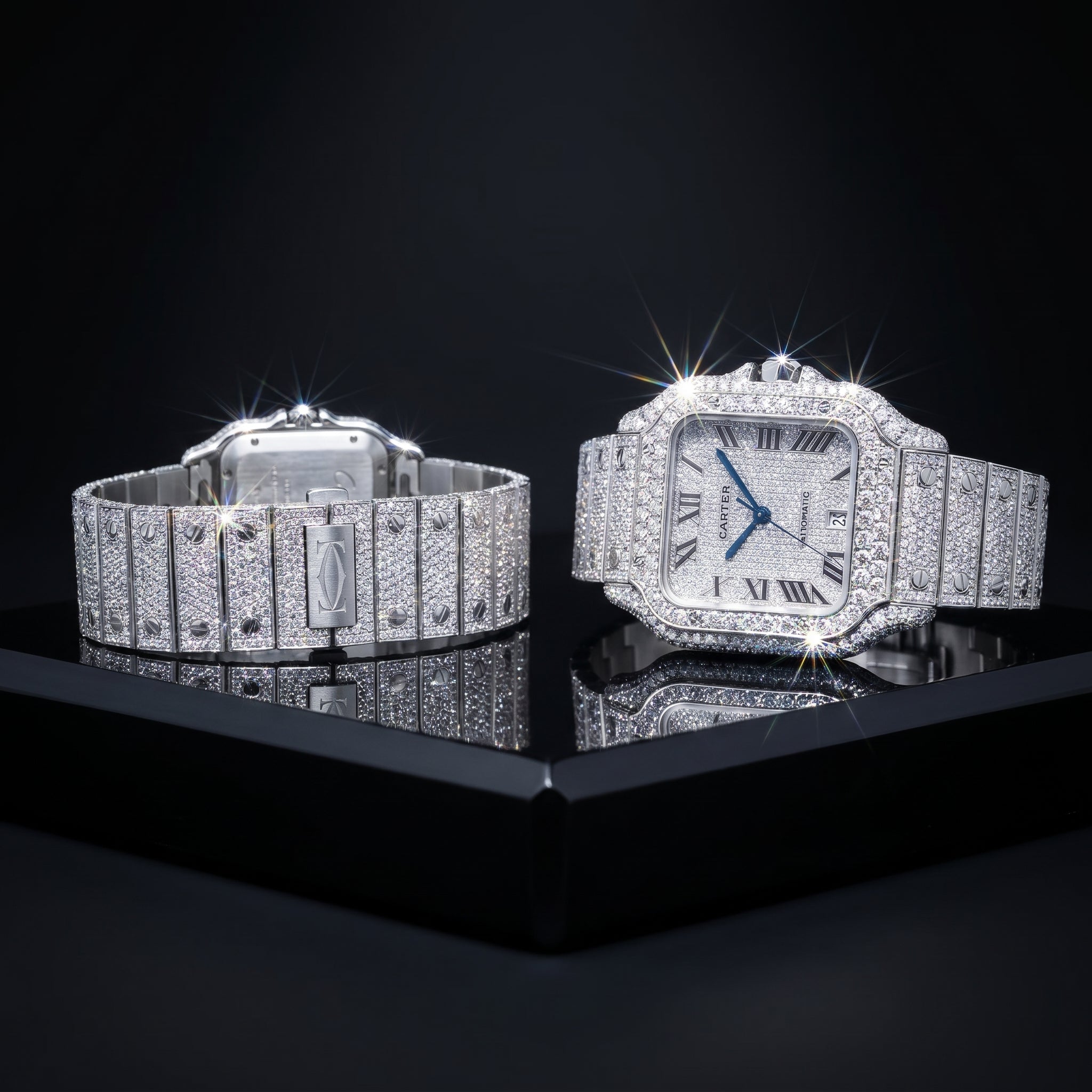 Santos de Cartier Iced-Out Edition — Large Model Automatic Timepiece