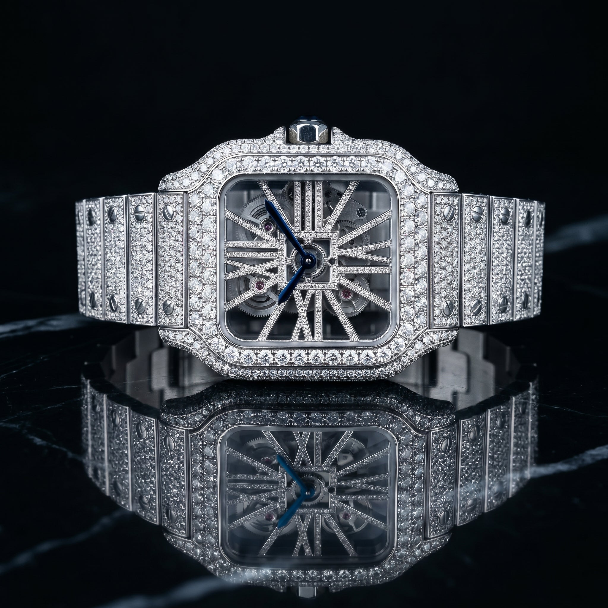 The Luminary Square "Bustdown" Skeleton Timepiece – Ice Edition