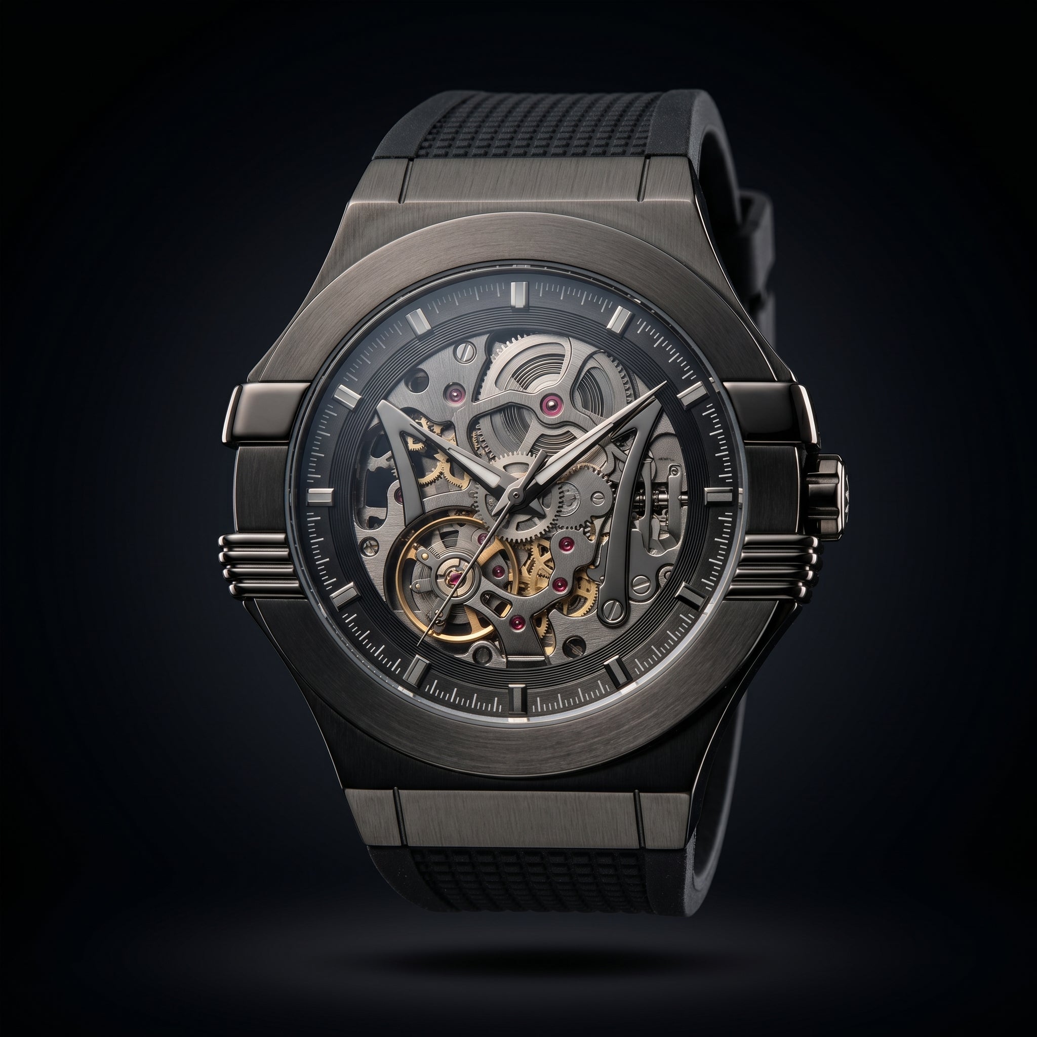 Open-Heart Skeleton Automatic Gunmetal Sport Watch