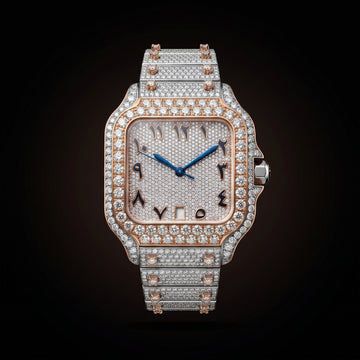 The Sovereign Fully Flooded Square Timepiece — Rose Gold & Eastern Arabic Dial Edition