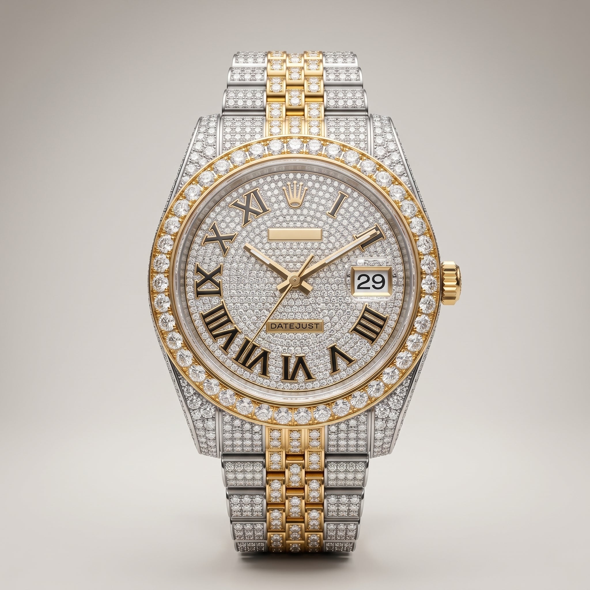 The Sovereign Datejust Chronometer in Two-Tone Full Pavé Moissanite
