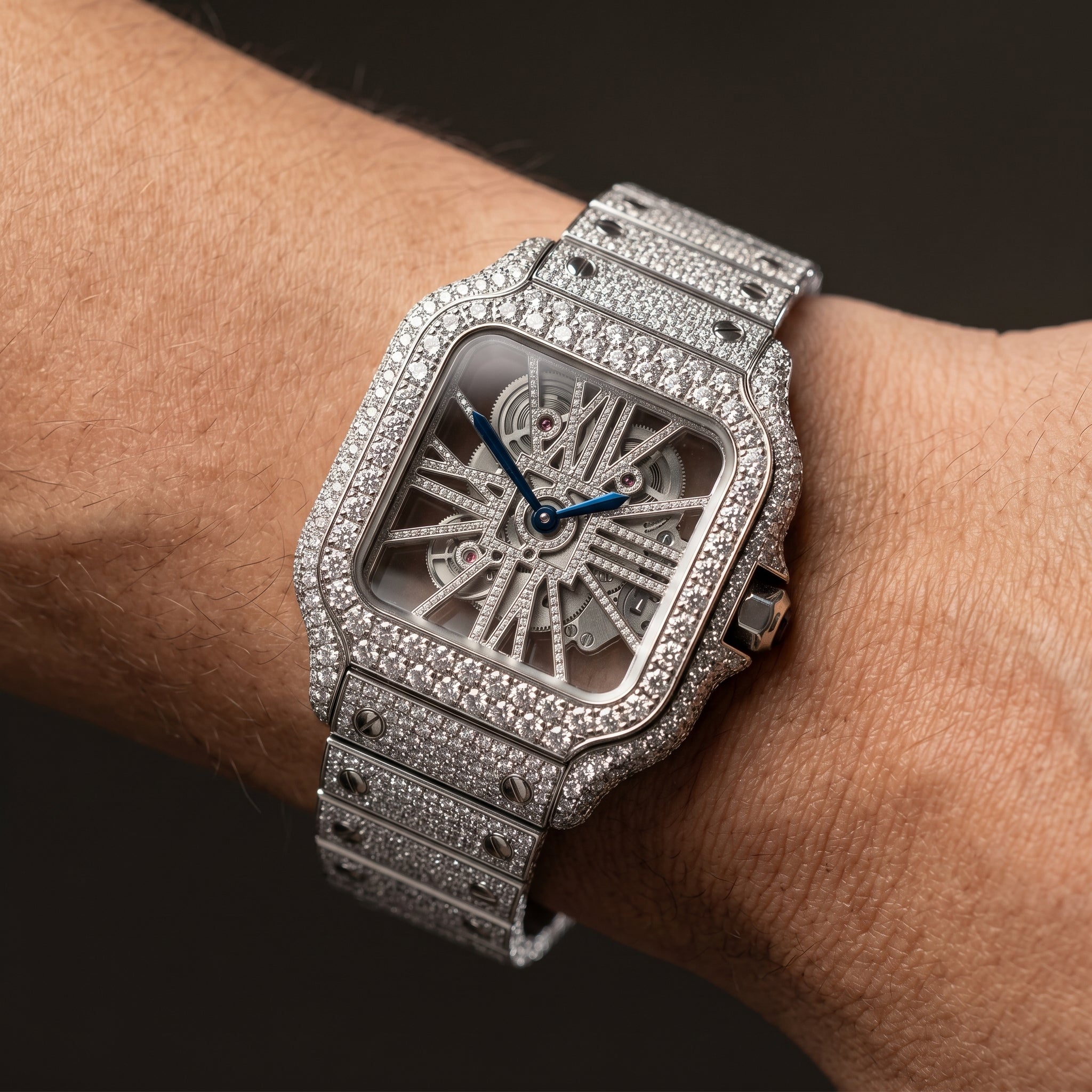 The Luminary Square "Bustdown" Skeleton Timepiece – Ice Edition