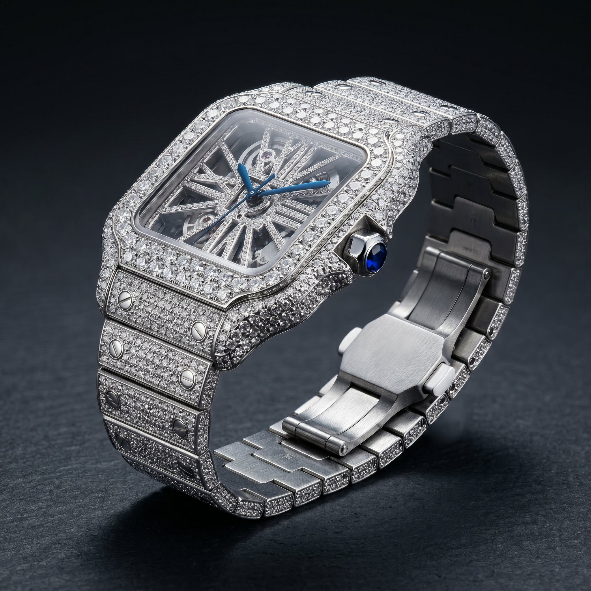 The Luminary Square "Bustdown" Skeleton Timepiece – Ice Edition