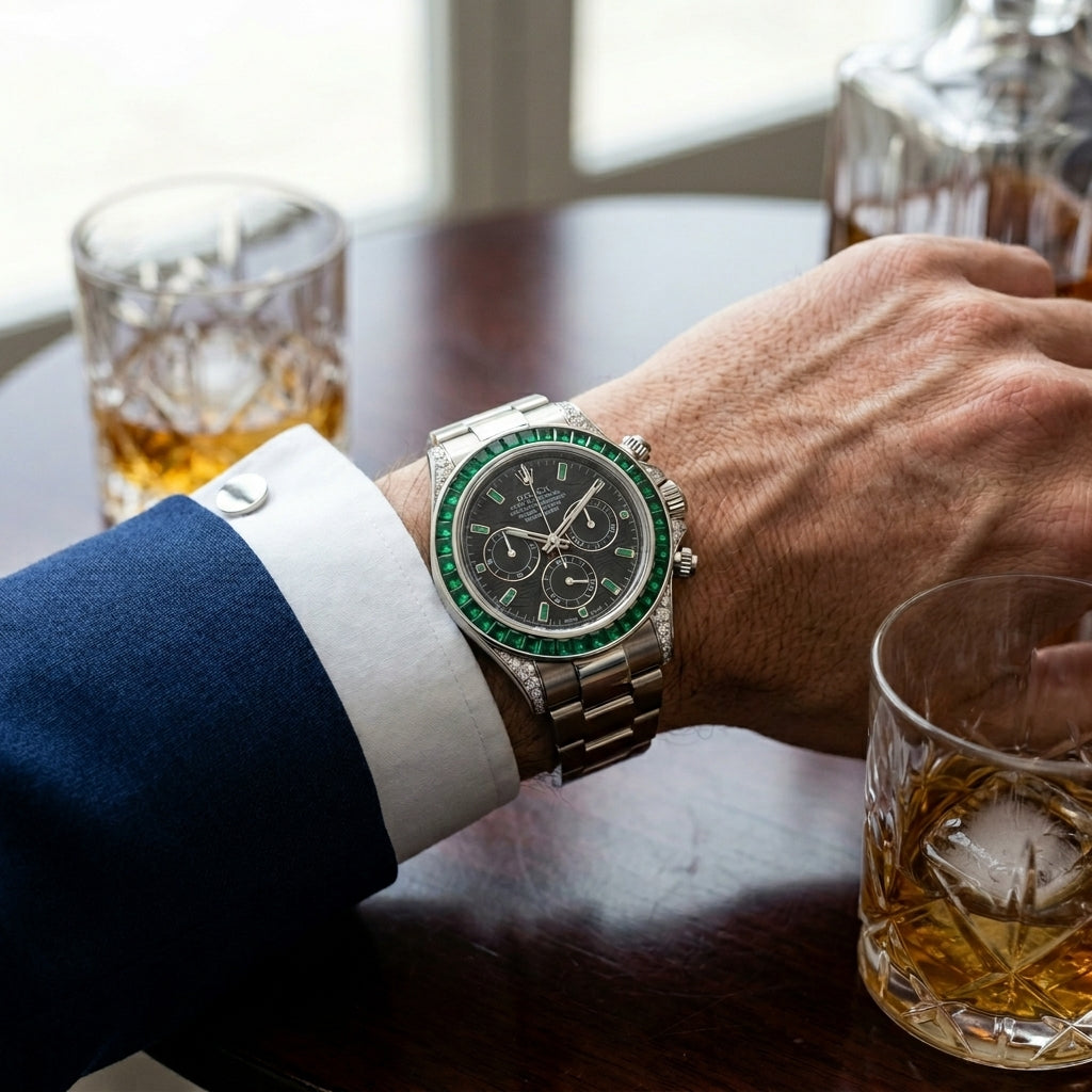 The Sovereign Daytona Chronograph with Baguette Emerald Bezel