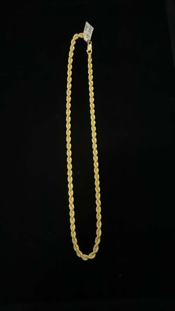Diamond-Cut 925 Silver Rope Chain with Gold Coating