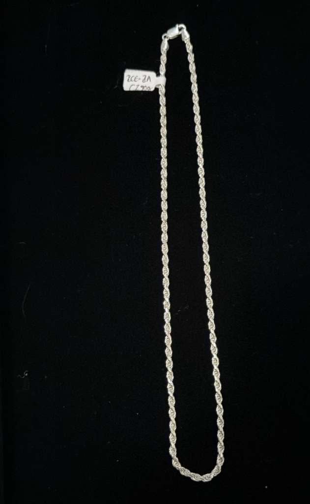 Diamond-Cut 925 Silver Rope Chain with Gold Coating