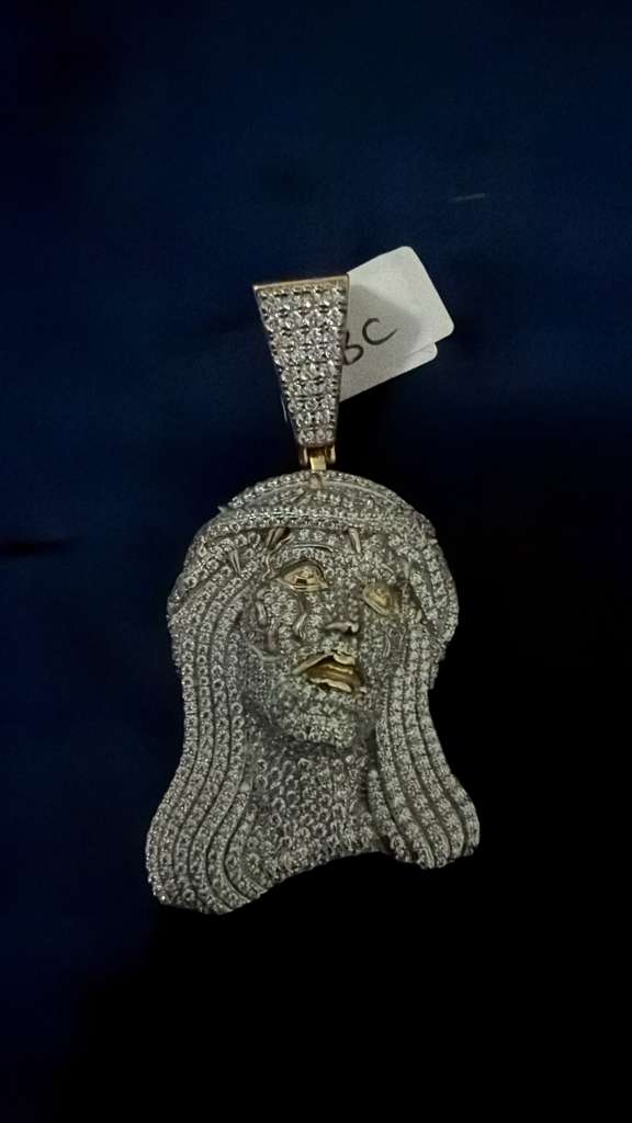 Crowned Devotion Iced Silver Portrait Pendant