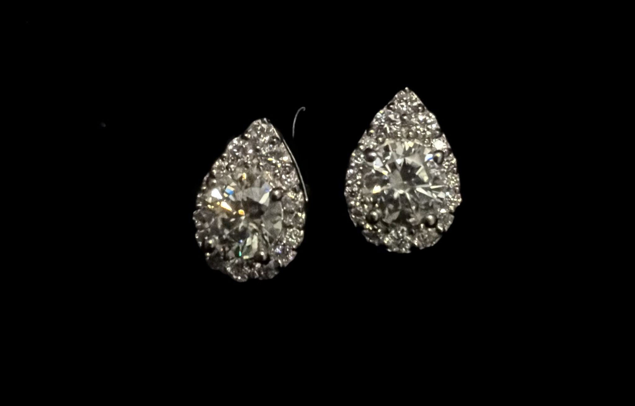 Celestia Halo Pear Drop Earrings