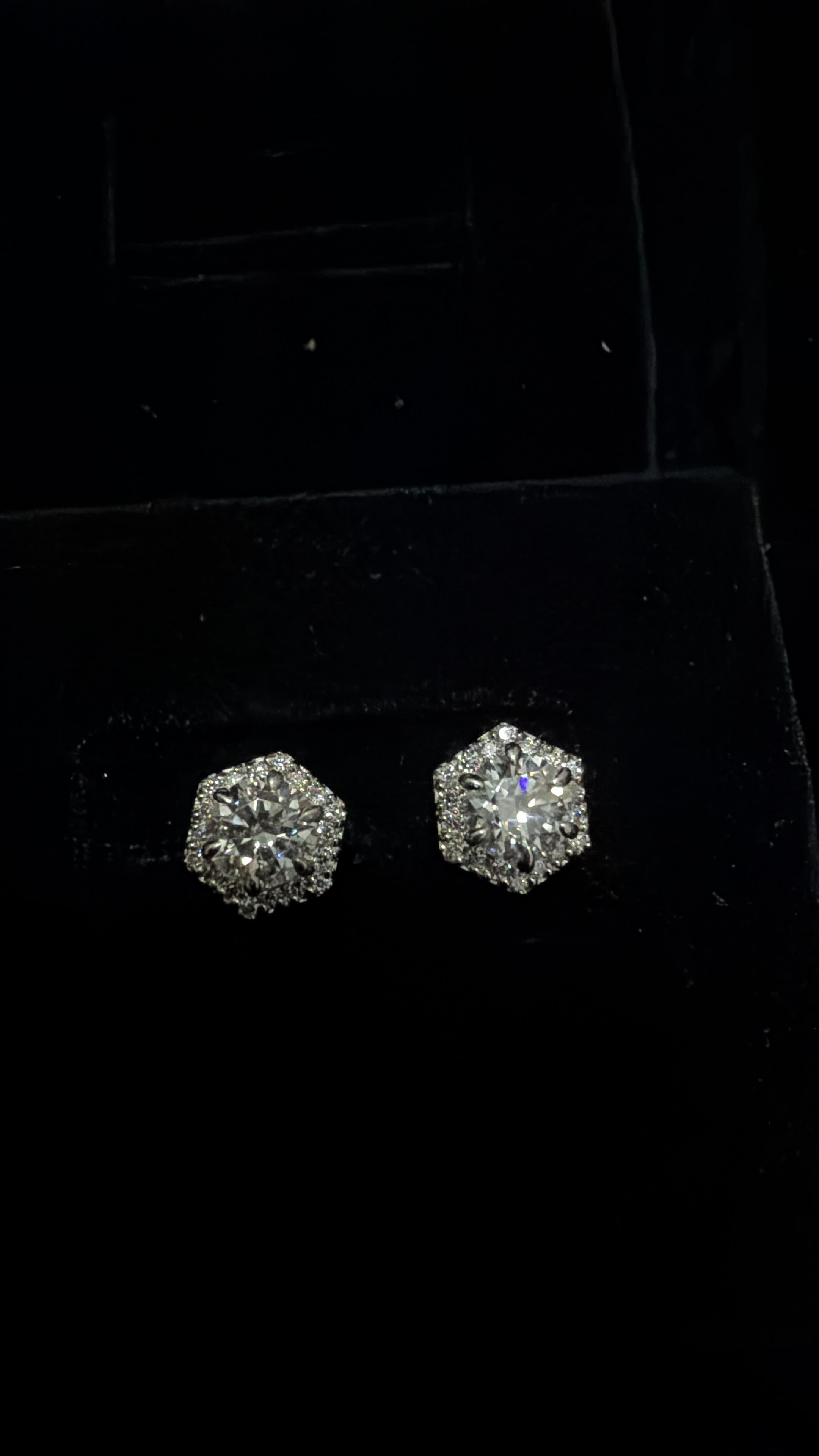 Aurielle Hexa Halo Stud Earrings