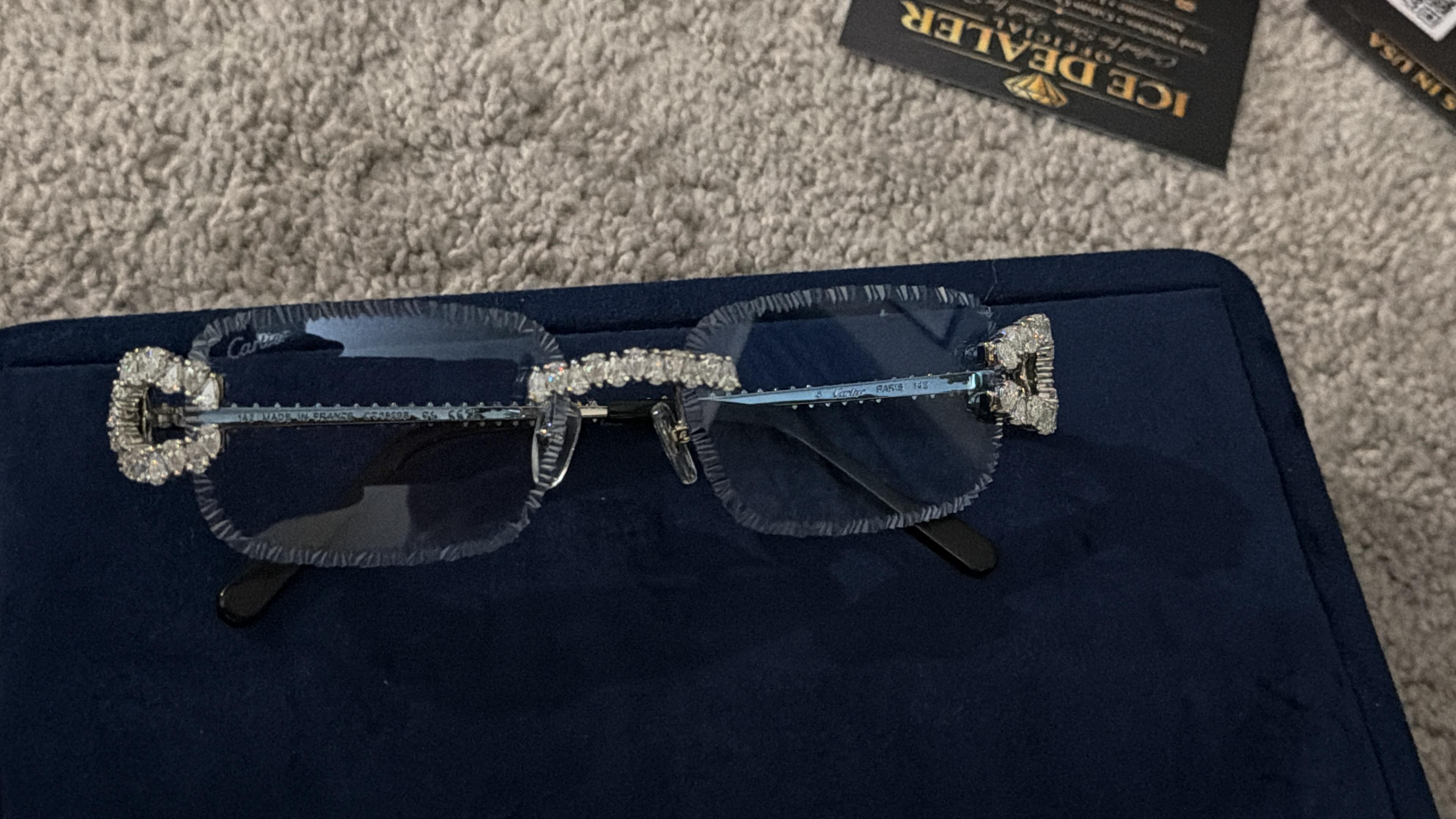 The Grand Horizon Iced Rimless Sunglasses in Gold & Moissanite