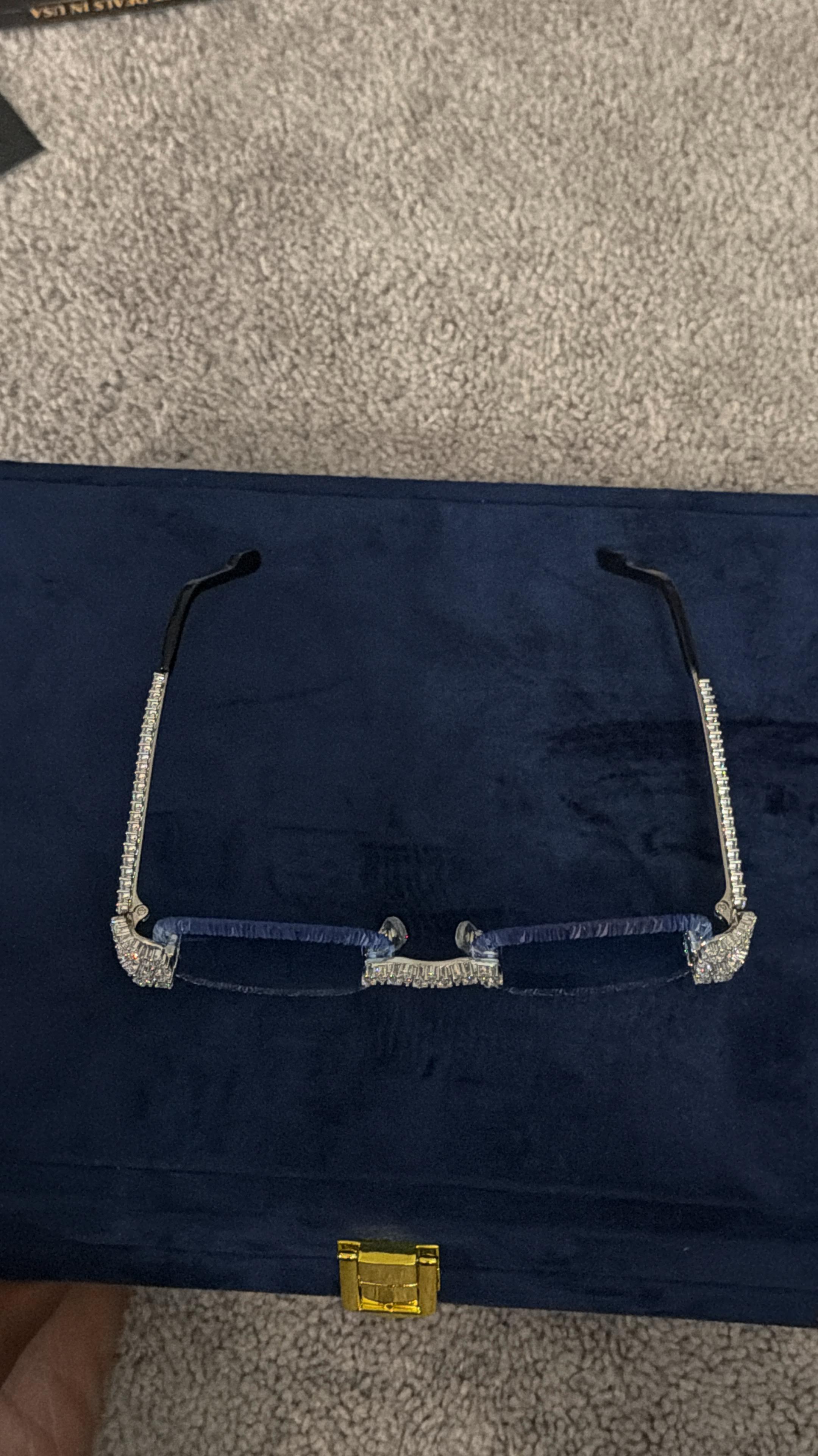 The Grand Horizon Iced Rimless Sunglasses in Gold & Moissanite