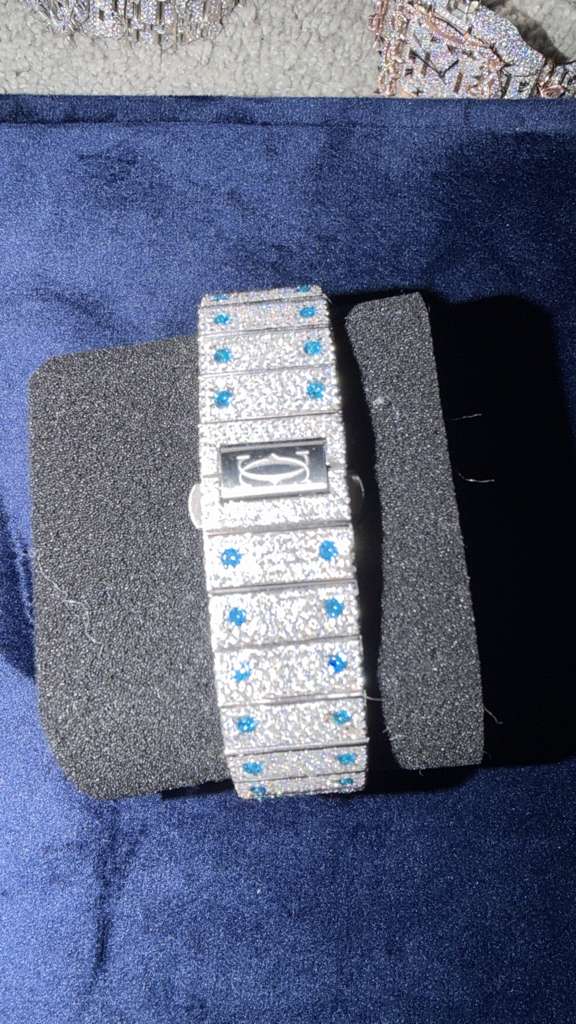 The Santos Ice Blue Arabic Dial Bustdown Timepiece