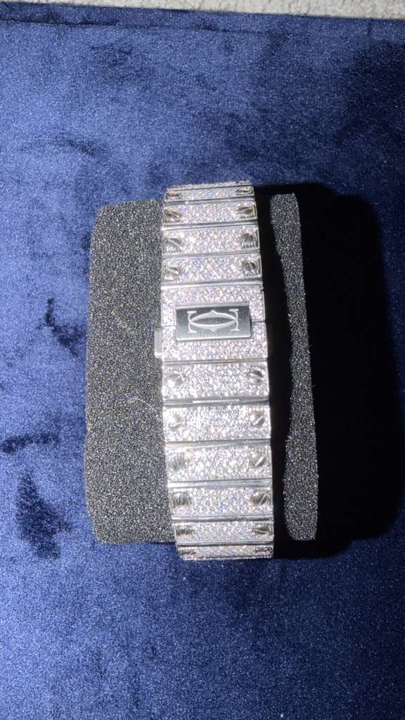 The Santos Classic Bustdown Timepiece in VVS-Style Brilliant Crystals
